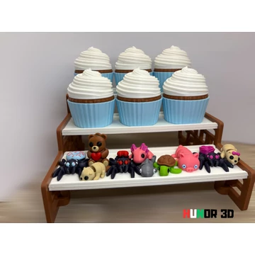 Muffin állatkák - Mini, mozgatható 3D nyomtatott figurák, több mint 30 féle egyedi és különleges dizájnnal, muffin tárolóban