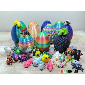 Misztikus állatfigurák – Mini, mozgatható 3D nyomtatott figurák, több mint 30 féle egyedi és különleges dizájnnal, meglepetés tojásban, 5 vagy 10 darabos kiszerelés