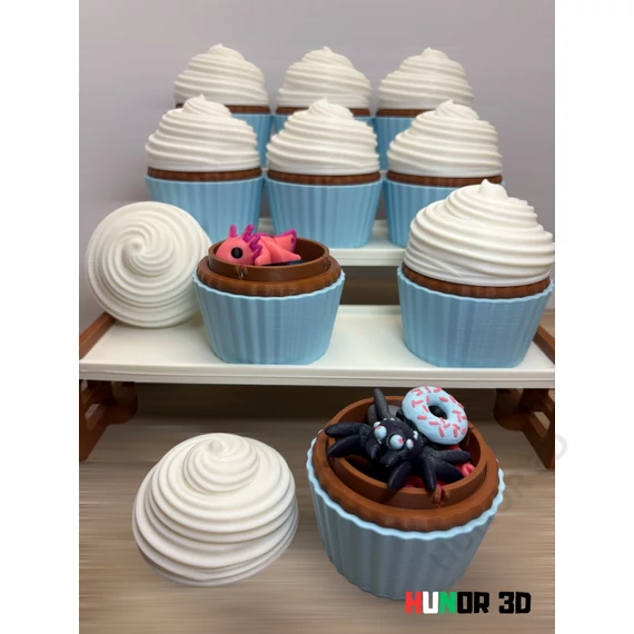 Muffin állatkák - Mini, mozgatható 3D nyomtatott figurák, több mint 30 féle egyedi és különleges dizájnnal, muffin tárolóban