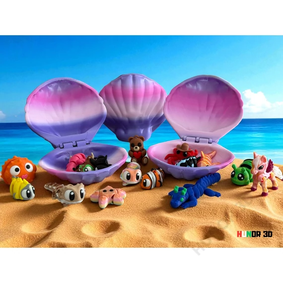 Kagyló Tároló - 3 darab mini figurával